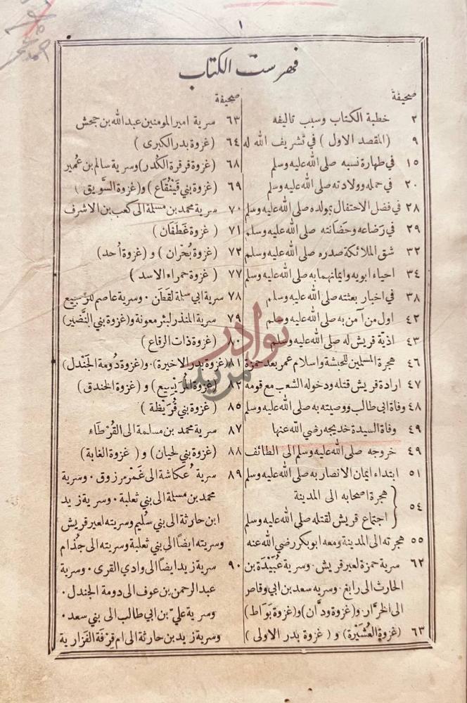 فهرس كتاب الانوار المحمدية من المواهب اللدنية فهرست الكتاب