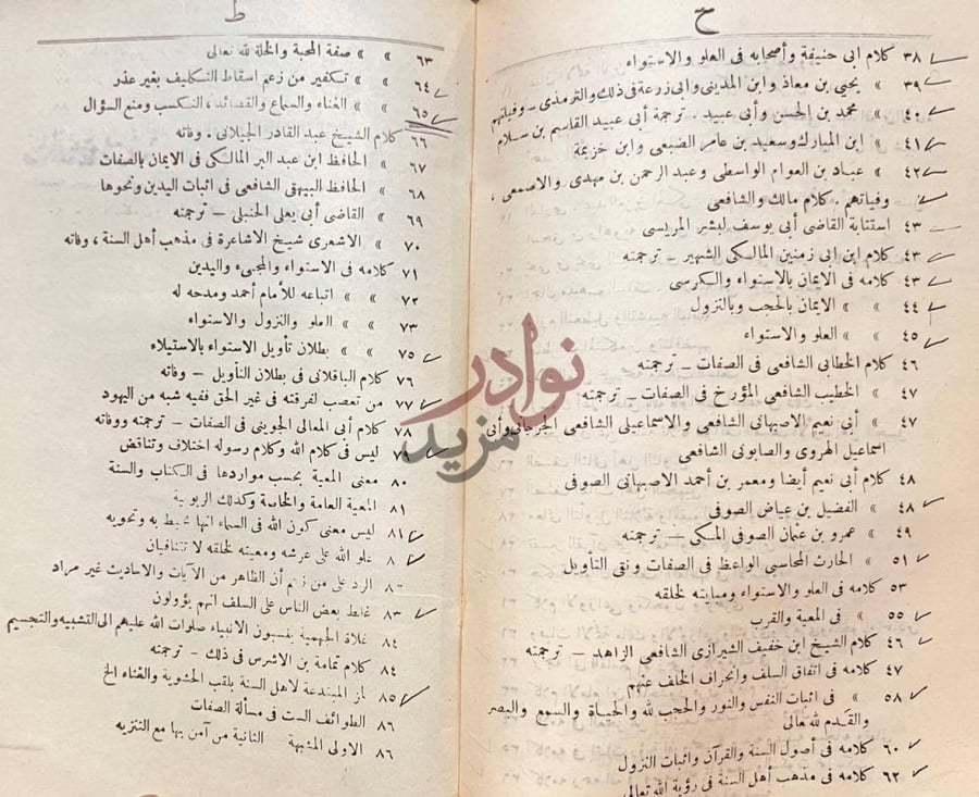 فهرس كتاب الفتوى الحموية الكبرى ح