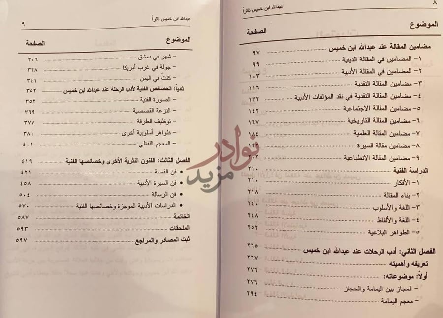 فهرس كتاب عبدالله بن خميس ناثرا الموضوع الصفحة