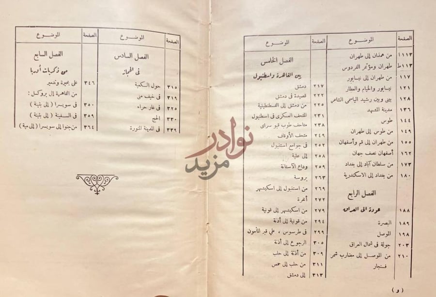 فهرس كتاب رحلات