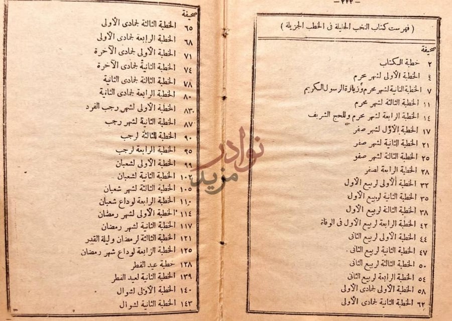 فهرس كتاب النخب الجليلة في الخطب الجزيلة فهرست كتاب النخب