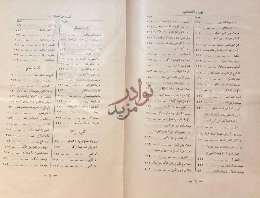 فهرس كتاب الفقه على المذاهب الاربعة قسم العبادات