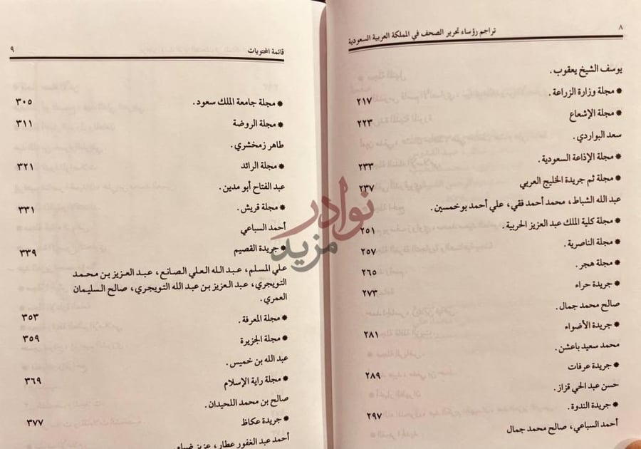 فهرس كتاب تراجم رؤساء تحرير الصحف في المملكة العربية السعودية