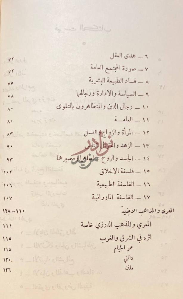 فهرس كتاب حكيم المعرة المعري