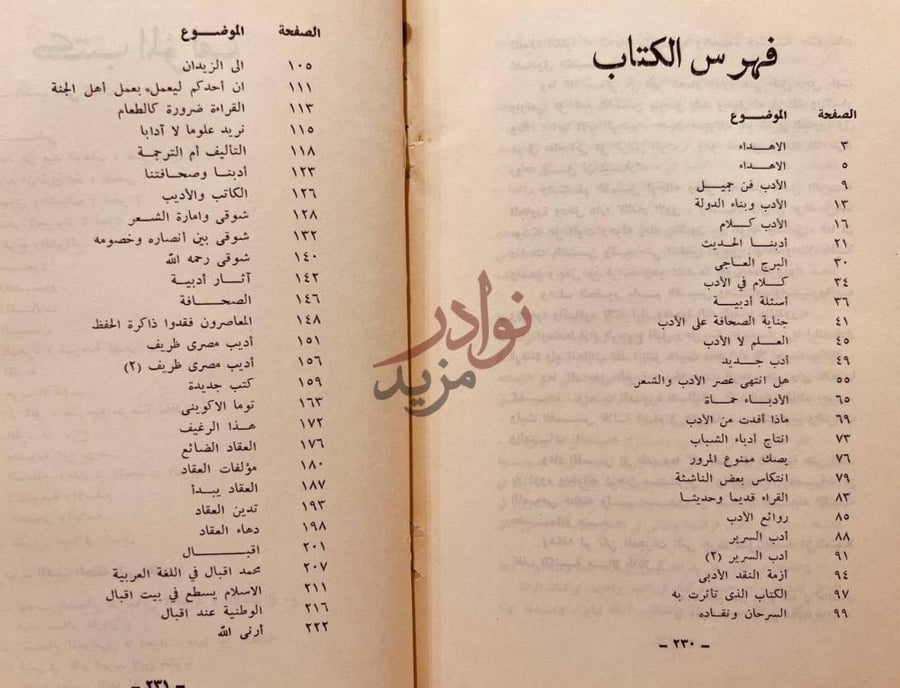 فهرس كتاب كلام في الادب فهرس الكتاب