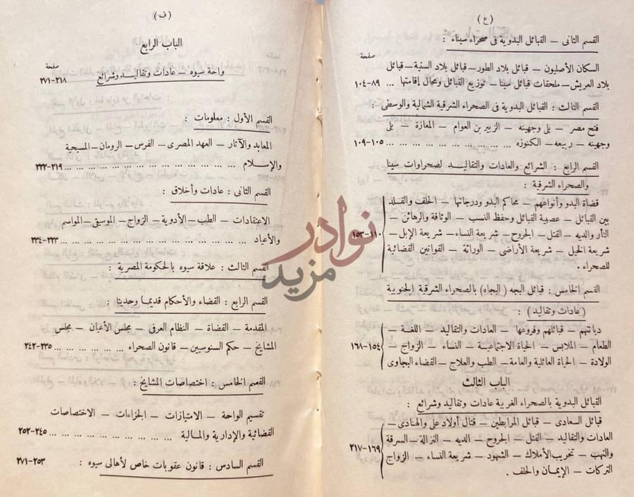 فهرس كتاب شريعة الصحراء عادات وتقاليد الباب الرابع