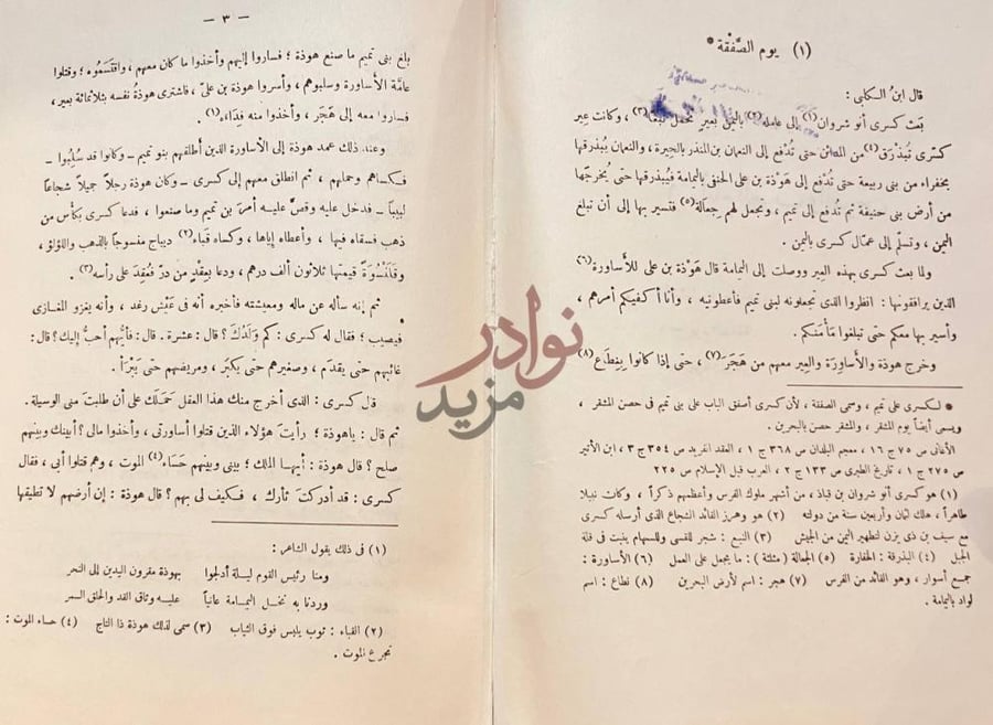 صفحة داخلية كتاب ايام العرب والفرس في الجاهلية