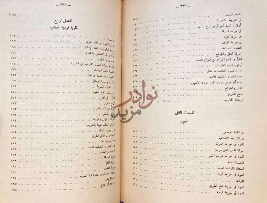 فهرس كتاب نظريات في الفقة الجنائي الاسلامي