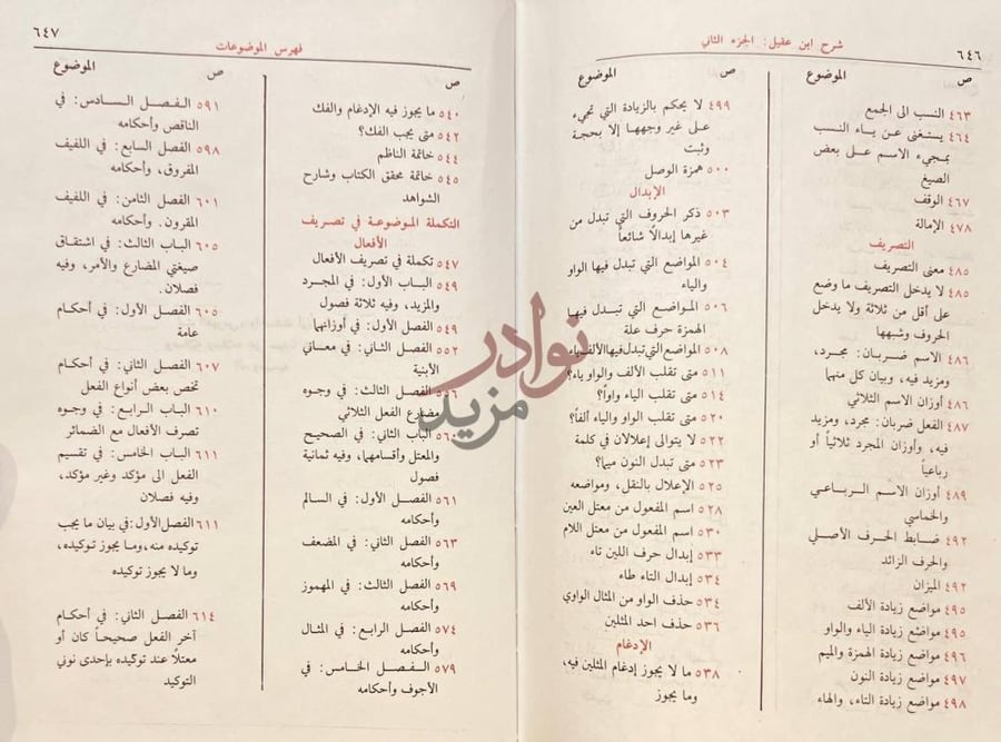 فهرس كتاب شرح ابن عقيل فهرس الموضوعات