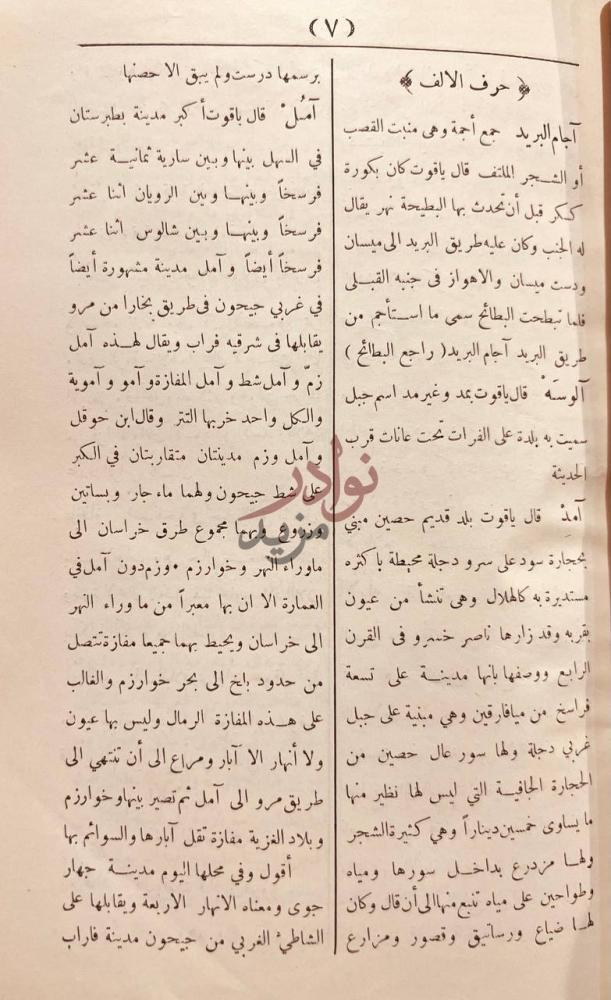 صفحة داخلية كتاب قاموس الامكنة والبقاع التي يرد ذكرها في كتب