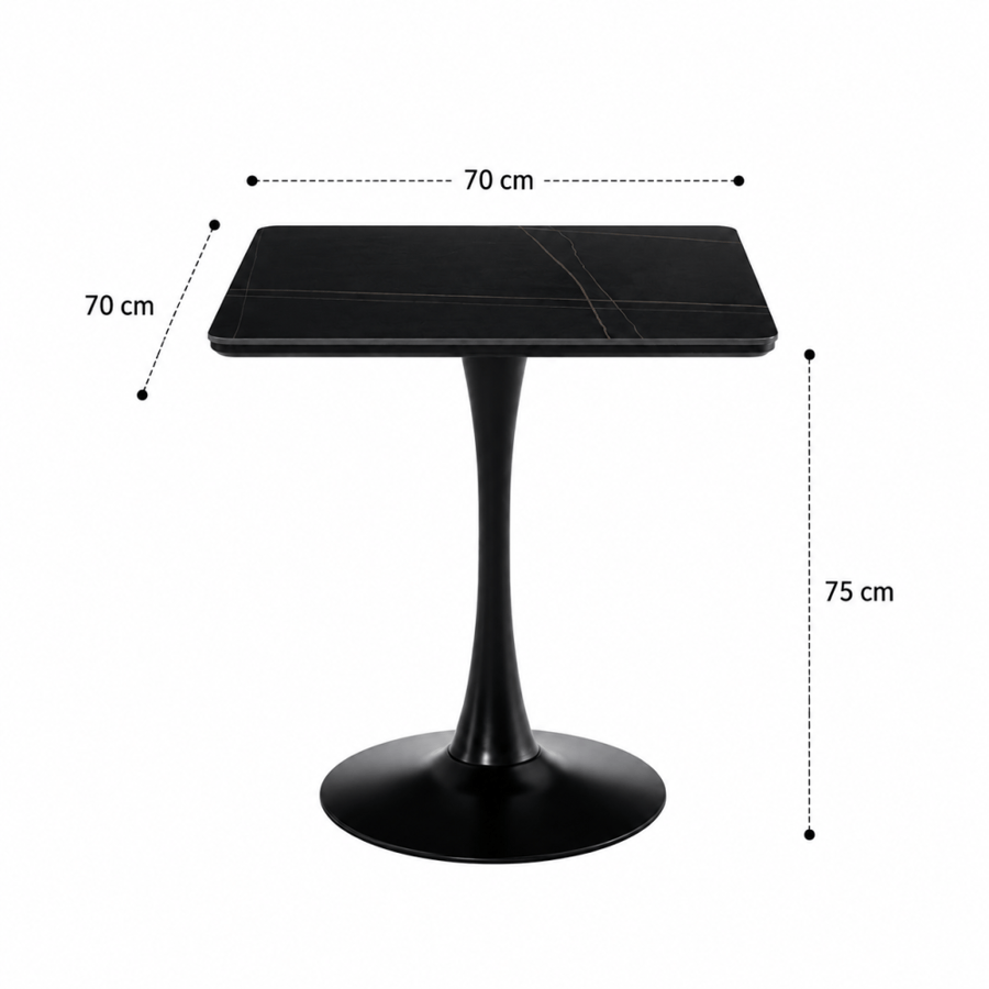 طاولة مقهى مربعة مقاس 70 × 70 سم باللون الأسود