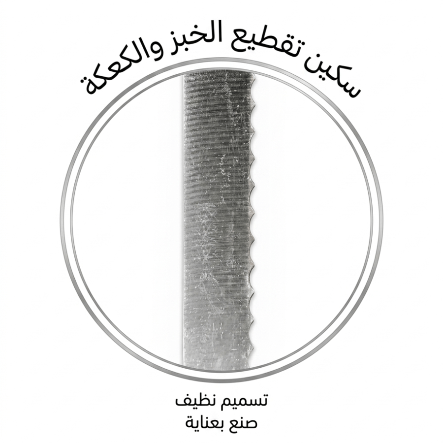 تفاصيل الحافة المسننة لسكين تقطيع الكيك