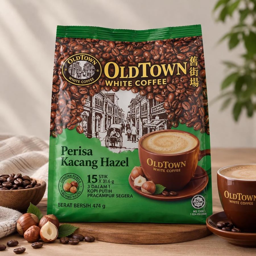 OldTown White Coffee – Hazelnut 3-in-1 | قهوة أولد تاون البيضاء بنكهة البندق