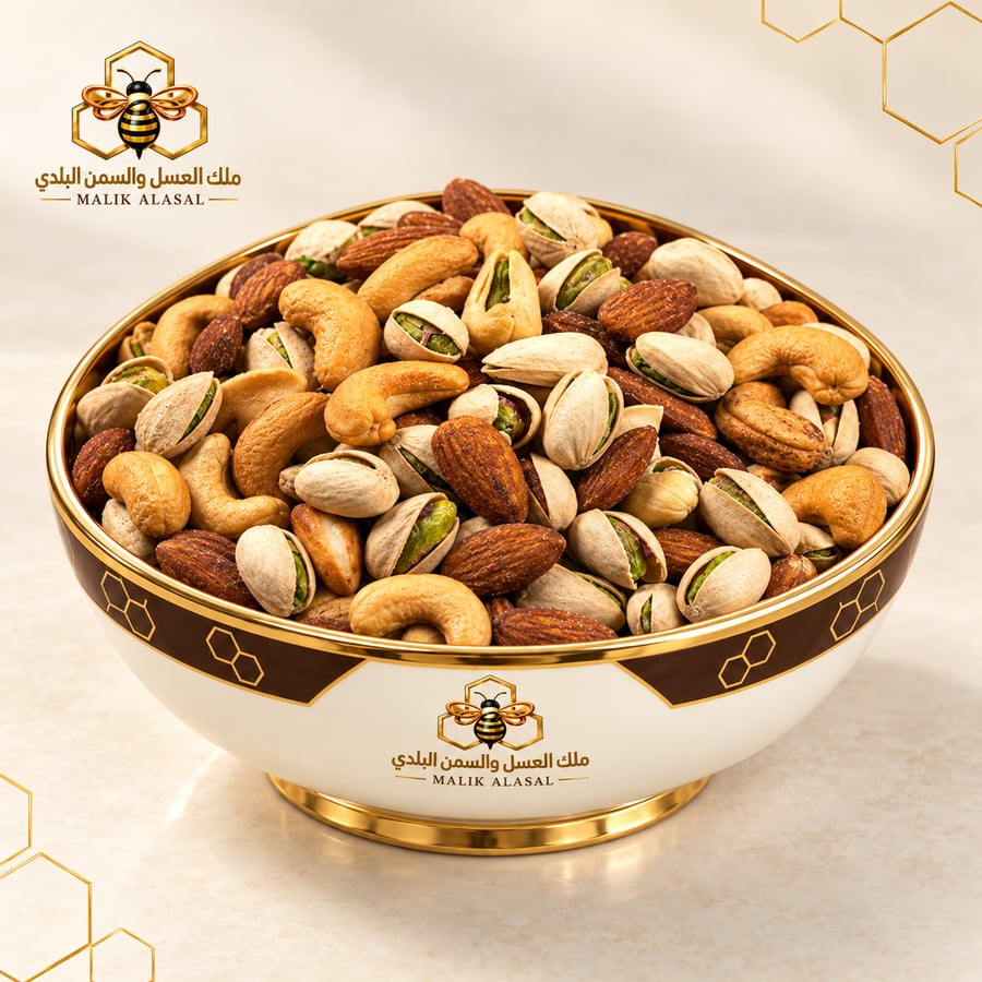مكسرات مشكلة كاجو ولوز وفستق – ملك العسل والسمن البلدي