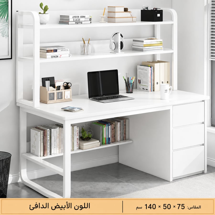 طاولة مكتبيه ابيض
