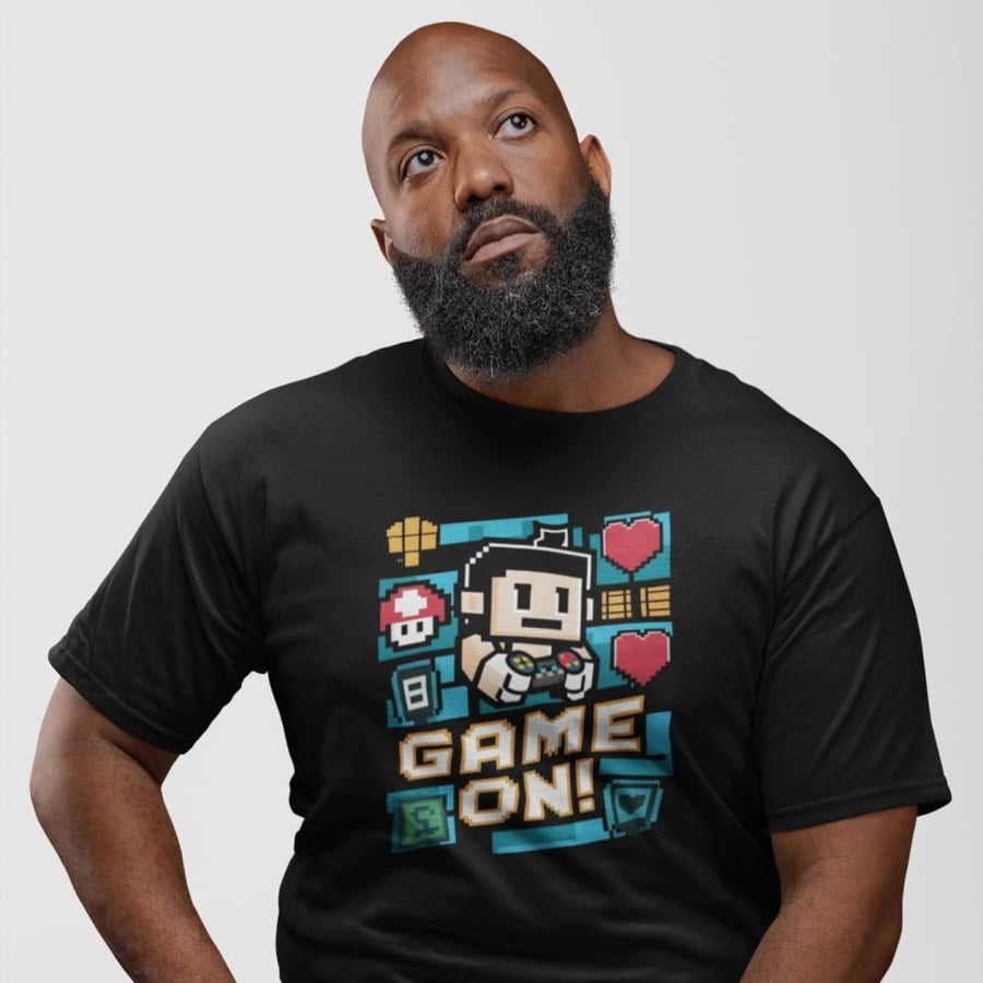 تي شيرت مقاس كبير T-Shirt Big Size Game ON