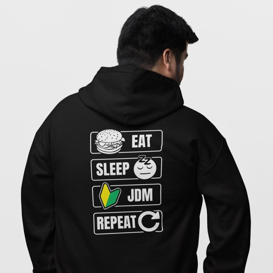 بلوفر مقاس كبير Hoodie Big Size Eat | Sleep | Jdm