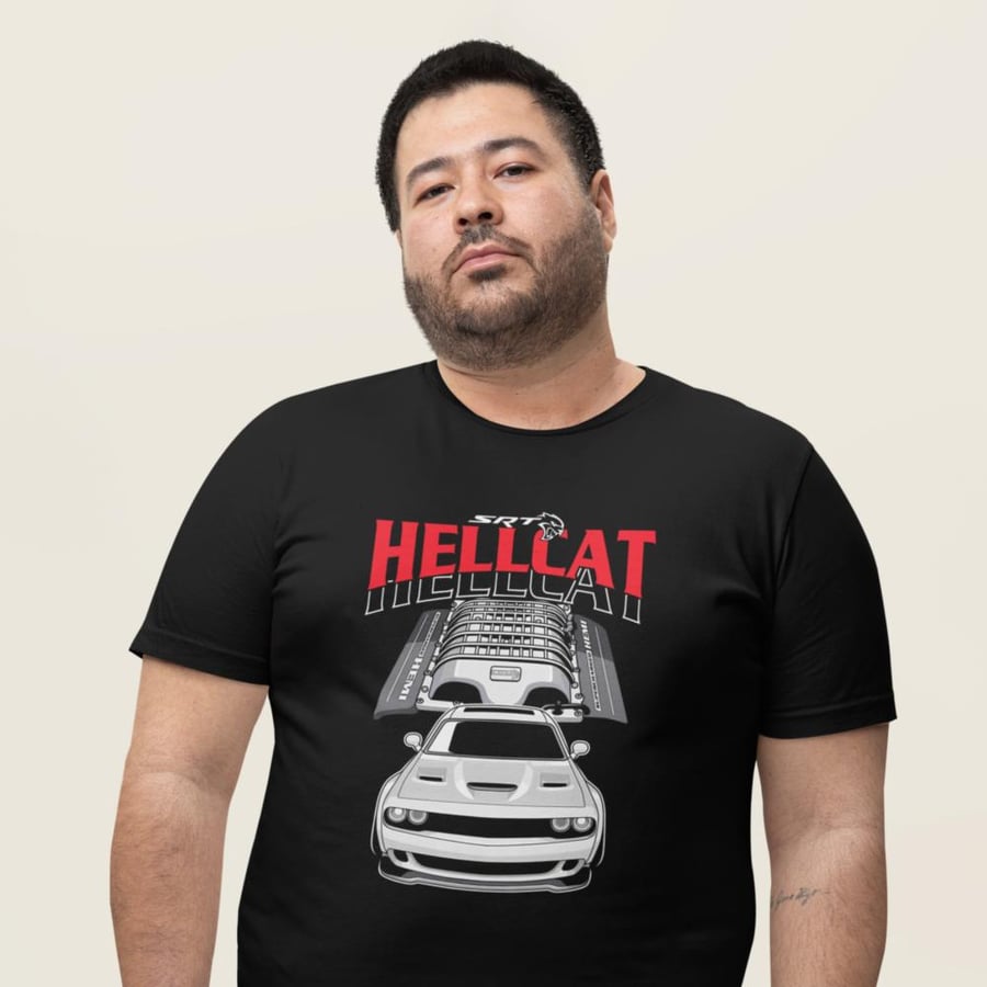 تي شيرت مقاس كبير دودج تشالنجر هلكات T-Shirt Big Size Dodge Challenger Hellcat