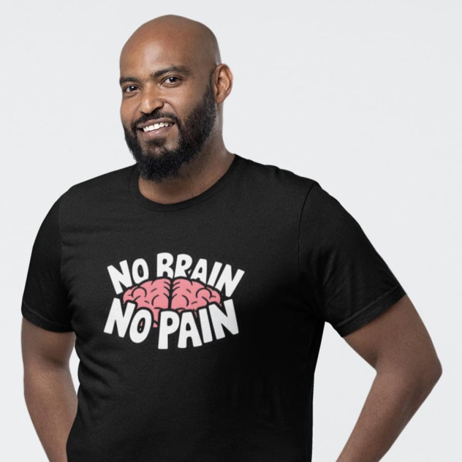 تي شيرت مقاس كبير T-Shirt Big Size No Brain No Pain