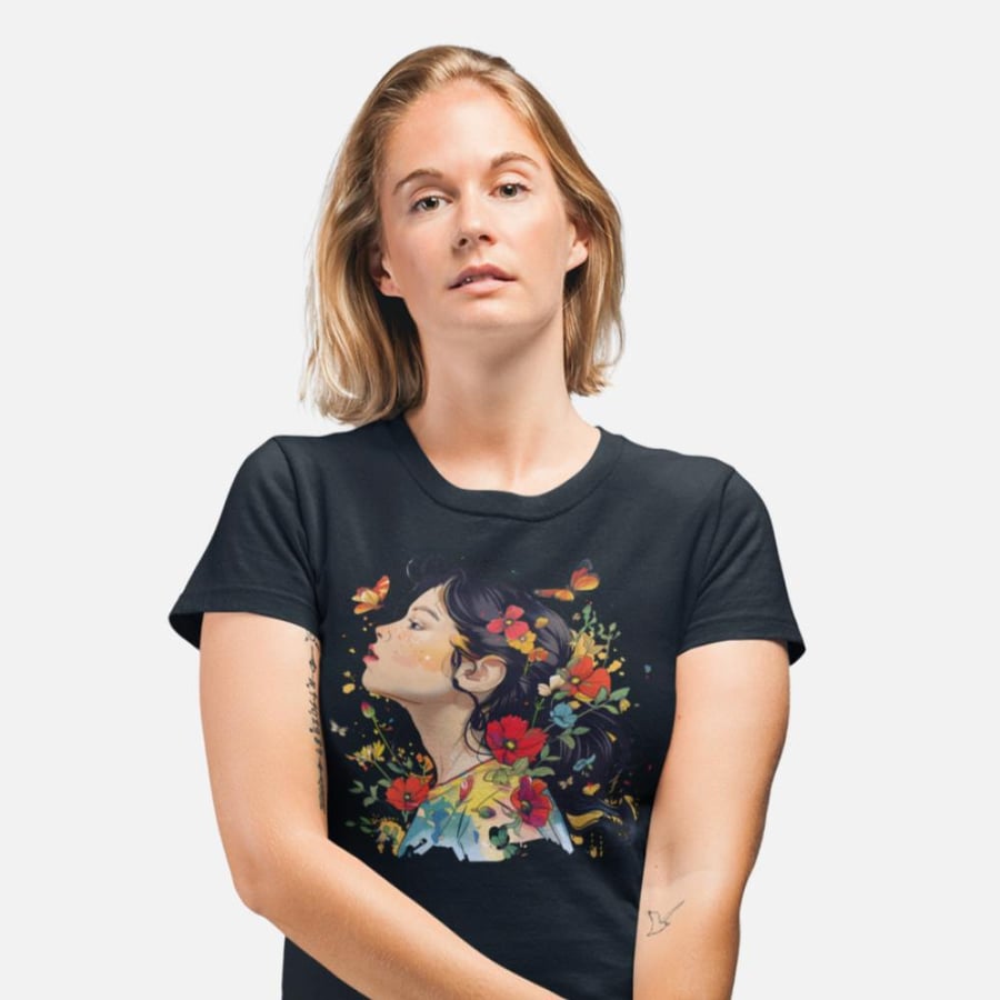 تي شيرت T-Shirt Flowers and Butterflies