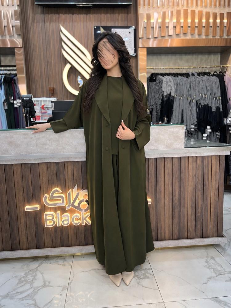 B097طقم سفر 4 قطع قصه كلوش بقماش كوبراء لون زيتي