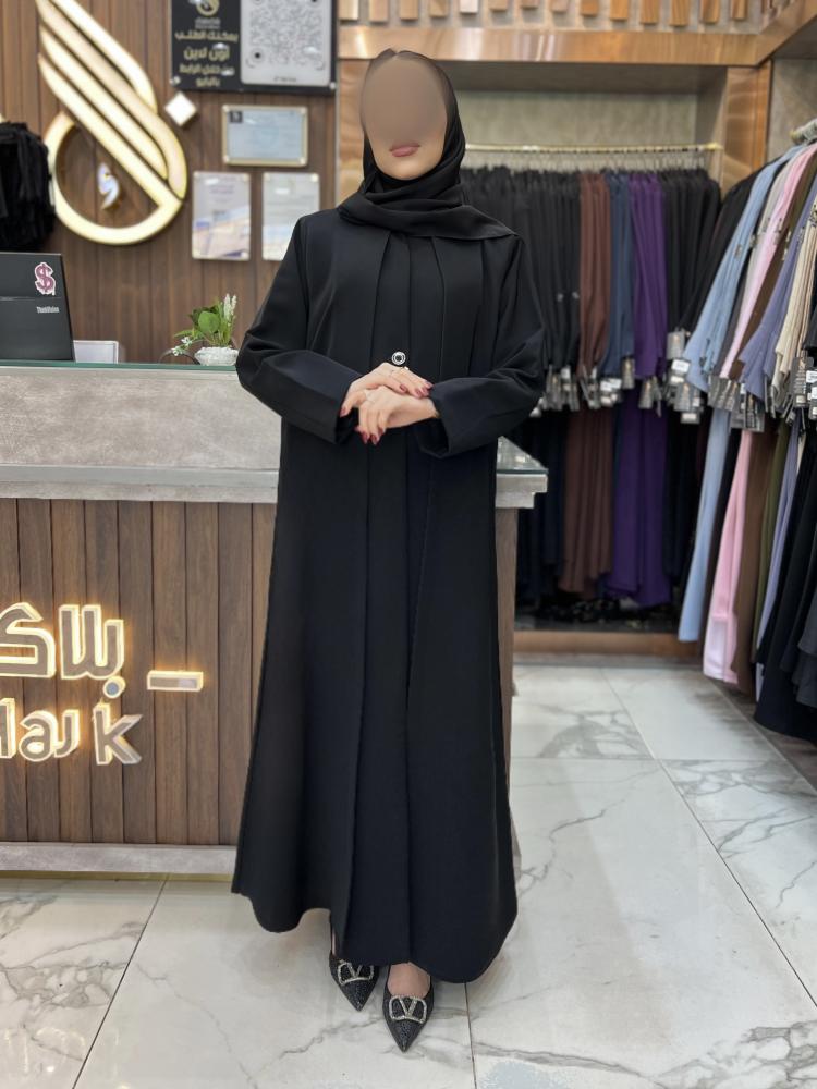 B420 عبايه ليلان قصه بليزر ناعمه بقماش كريب كوري اسود