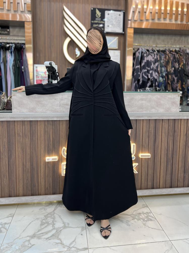B267 عبايه سوزي قصه بليزر بقماش كريب صيفي لون اسود