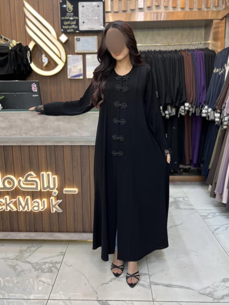 B456 عباية عذيه قصه نص كلوش قماش كريب ملكي