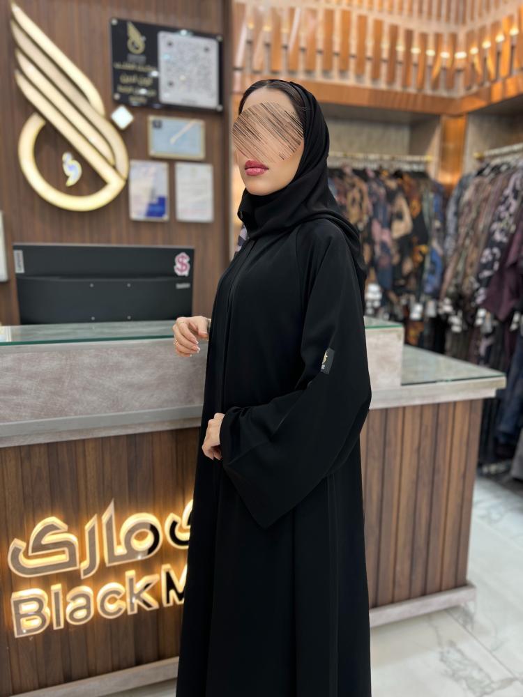 00289 عبايه دبل كلوش سادة بقماش كريب كوري لون اسود