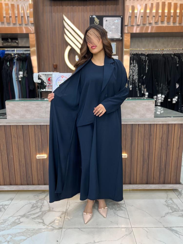 B098طقم سفر 4 قطع قصه كلوش بقماش كبراء لون كحلي