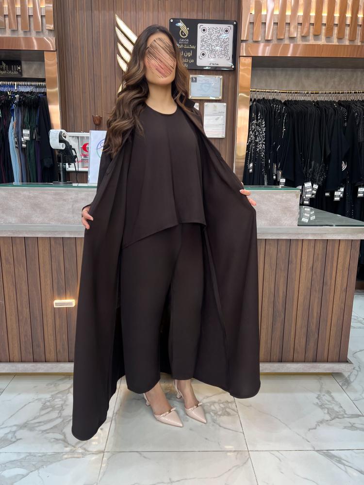 B096طقم سفر 4 قطع قصه كلوش بقماش كوبراء لون بني