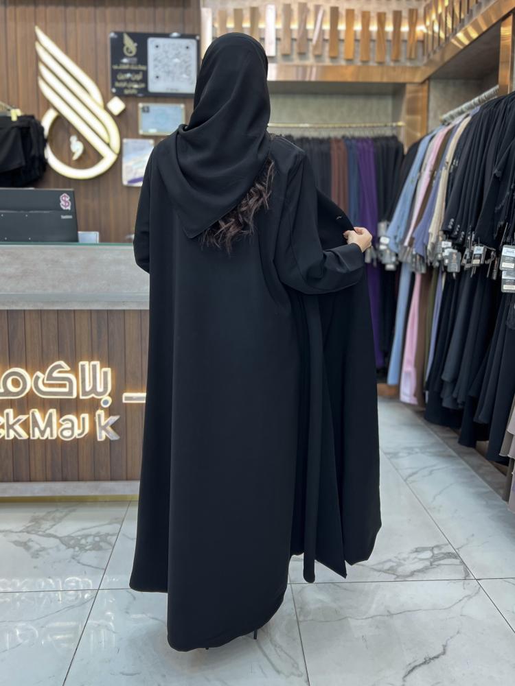 B420 عبايه ليلان قصه بليزر ناعمه بقماش كريب كوري اسود