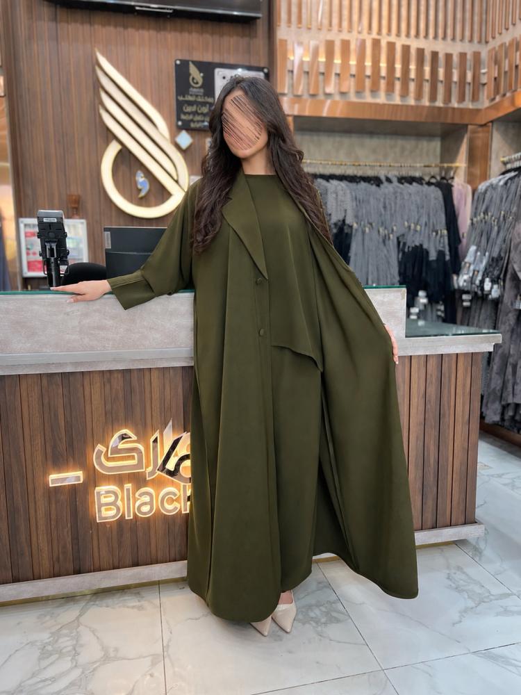 B097طقم سفر 4 قطع قصه كلوش بقماش كوبراء لون زيتي