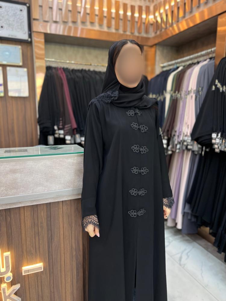 B456 عباية عذيه قصه نص كلوش قماش كريب ملكي