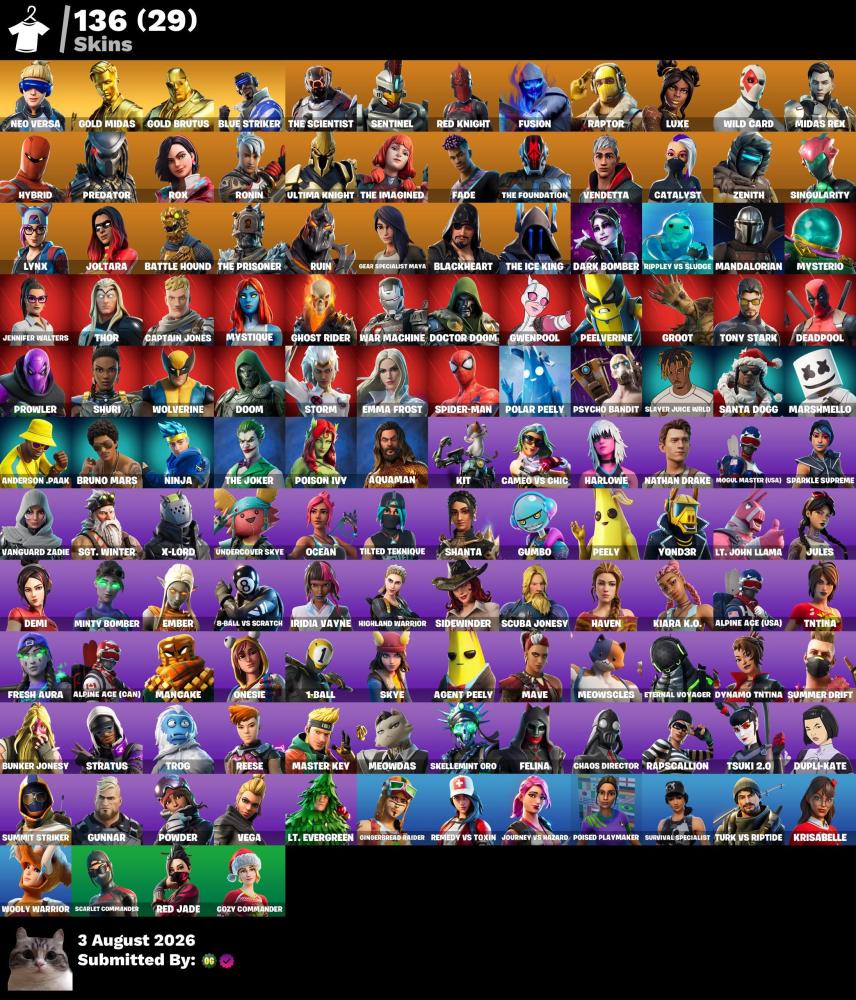 حساب فورتنايت 136skin اكس كريتوس اساسي