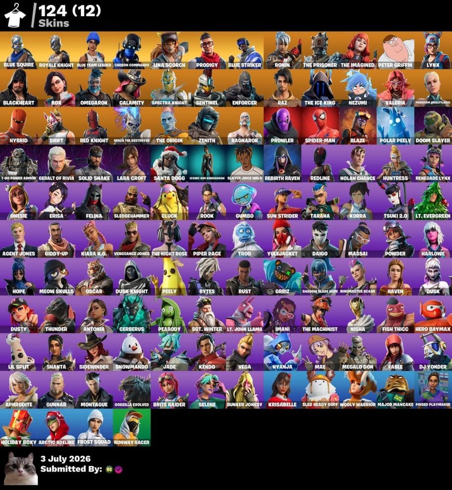 حساب فورتنايت 124skin فيبوكس1900 اساسي