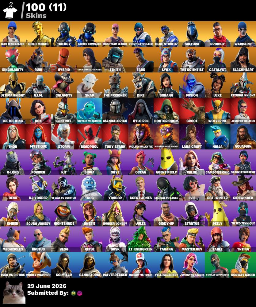 حساب فورتنايت 100skin طور الزومبي القديم اساسي