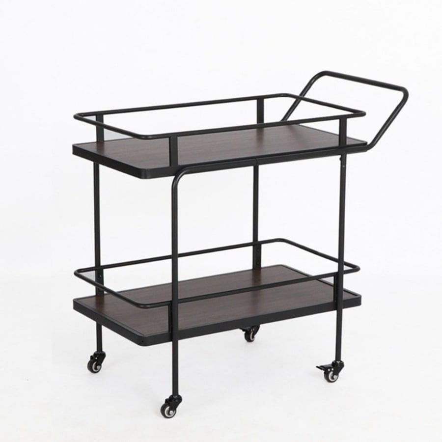 Light brown wooden surface trolley tray