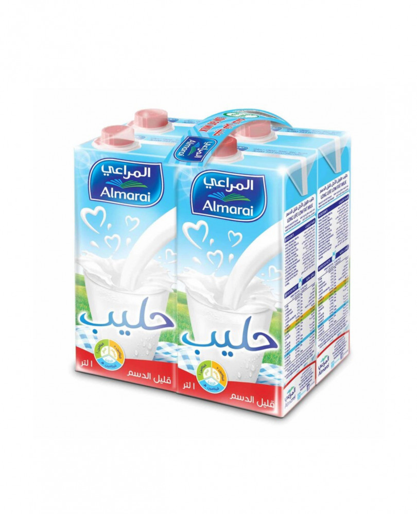 المراعي حليب قليل الدسم طويل الأجل 1لتر × 4