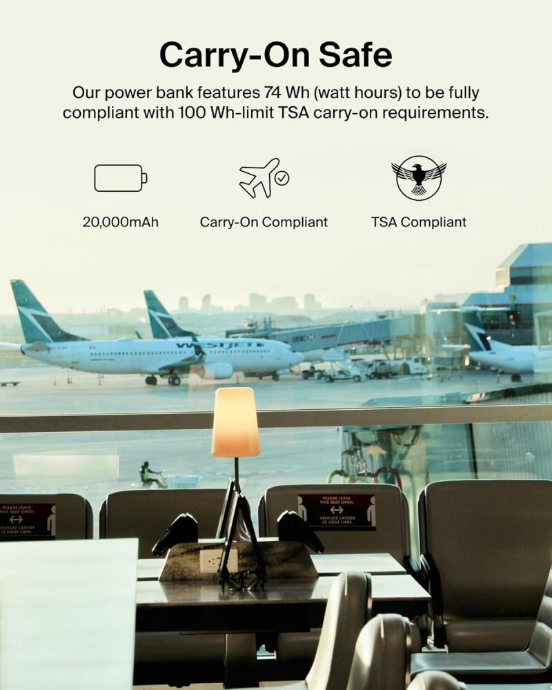 Billken power bank 20000 mAh with two USB ports and one Type C port
