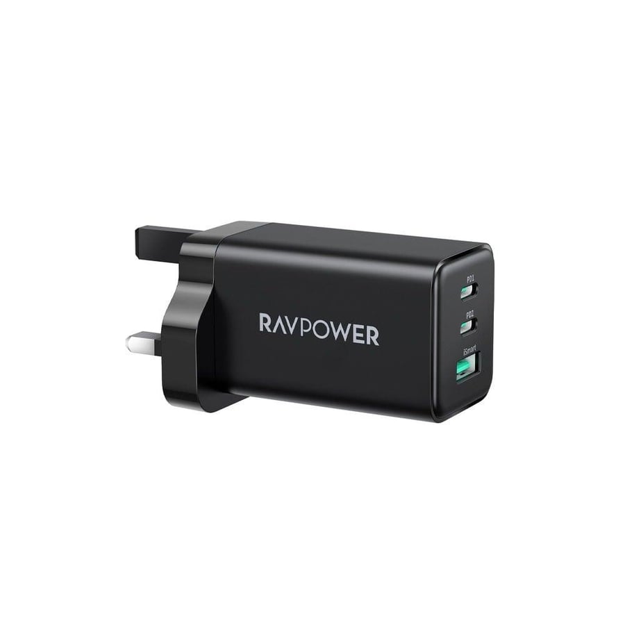 شاحن جداري راف باور بايونير 65 واط منفذين USB-C ومنفذ USB-A