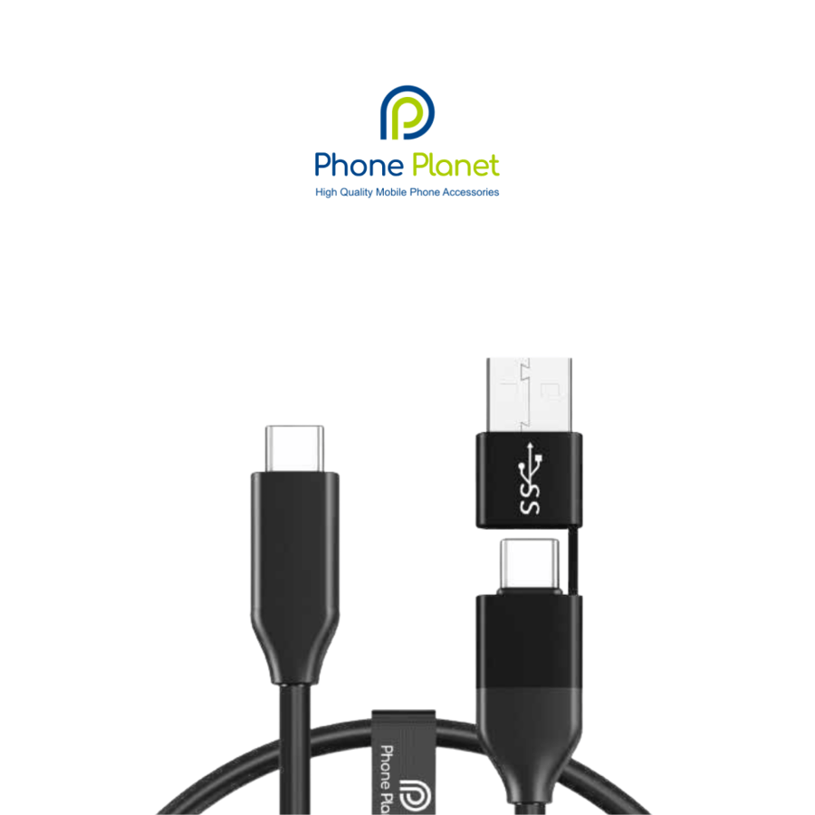 كابل USB-C مع محول USB-A 3.0 – شحن سريع ونقل بيانات من Phone Planet