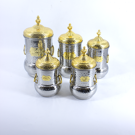 طقم سكريات 5 غطاء ذهبي عريض