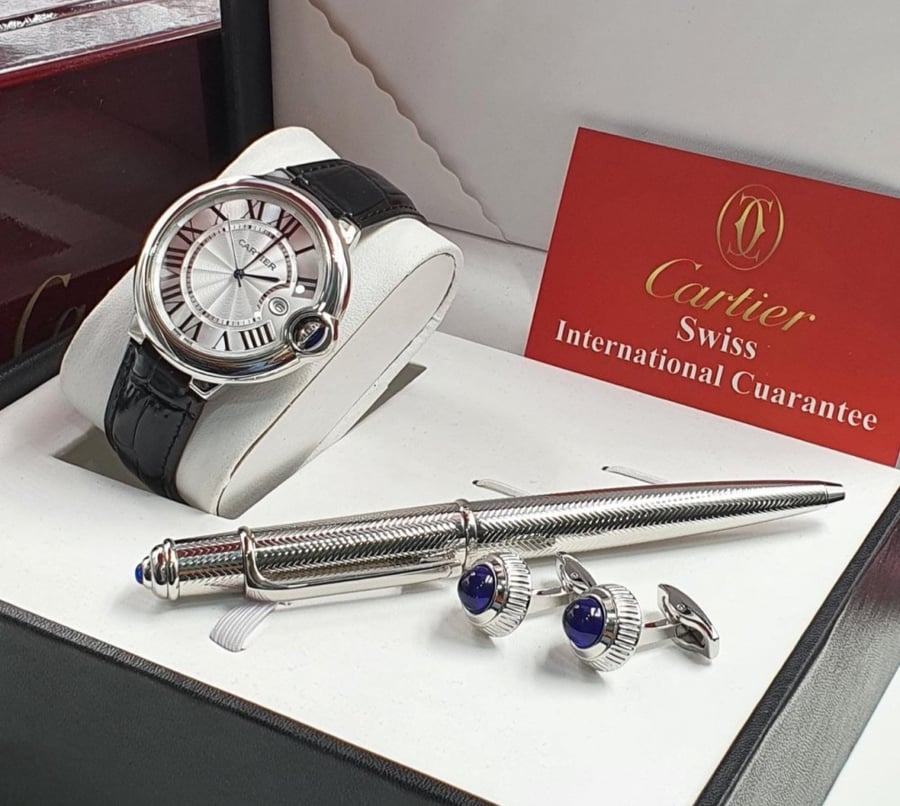 Cartier set, watch, pen, cup