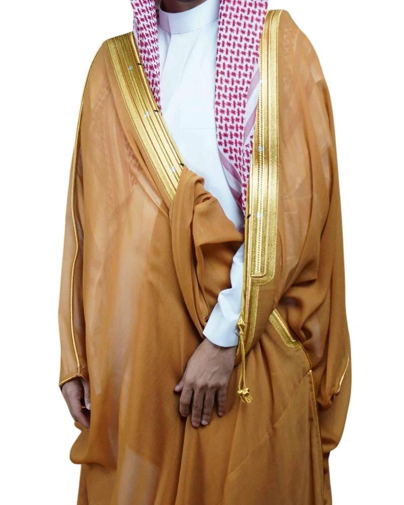 البشت الملكي لون زعفراني-شماغ ماركاتي