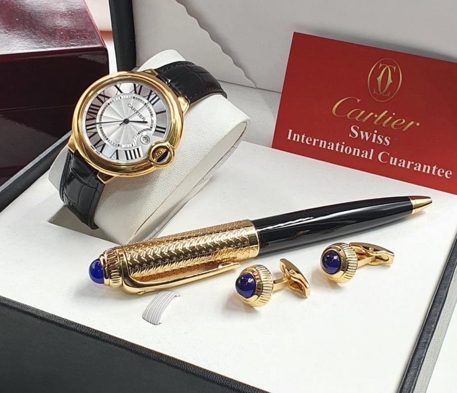 Cartier set, watch, pen, cup