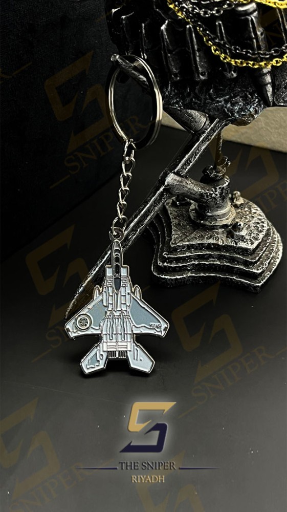 ميدالية طيارة ( F-15 ) رصاصي سلسلة مفاتيح