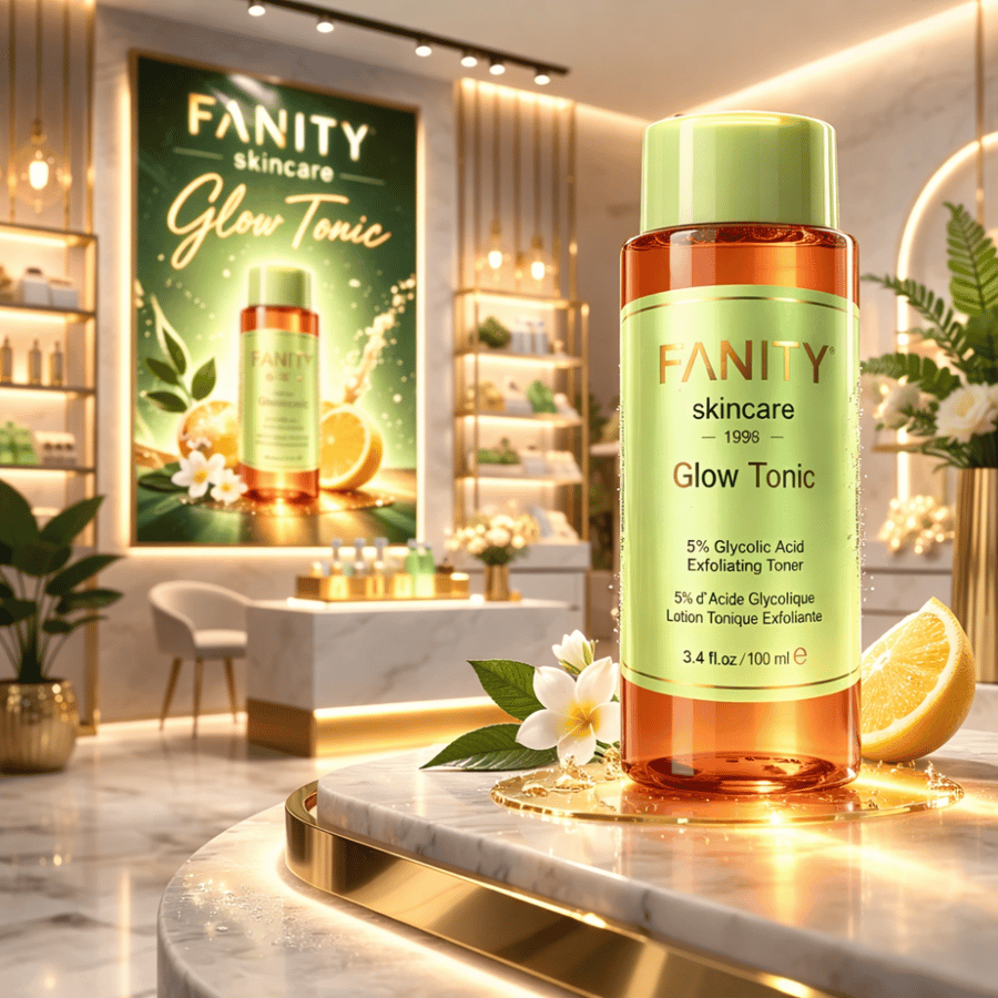 تونر فانيتي جلو FANITY Glow Tonic  امنحي بشرتك إشراقة صحية ونضارة طبيعية مع تونر FANITY Glow Tonic الغني بحمض الجليكوليك بنسبة ‎5%‎، المصمم لتقشير البشرة بلطف وإزالة الخلايا الميتة للحصول على بشرة أكثر صفاء ونعومة من أول استخدام.