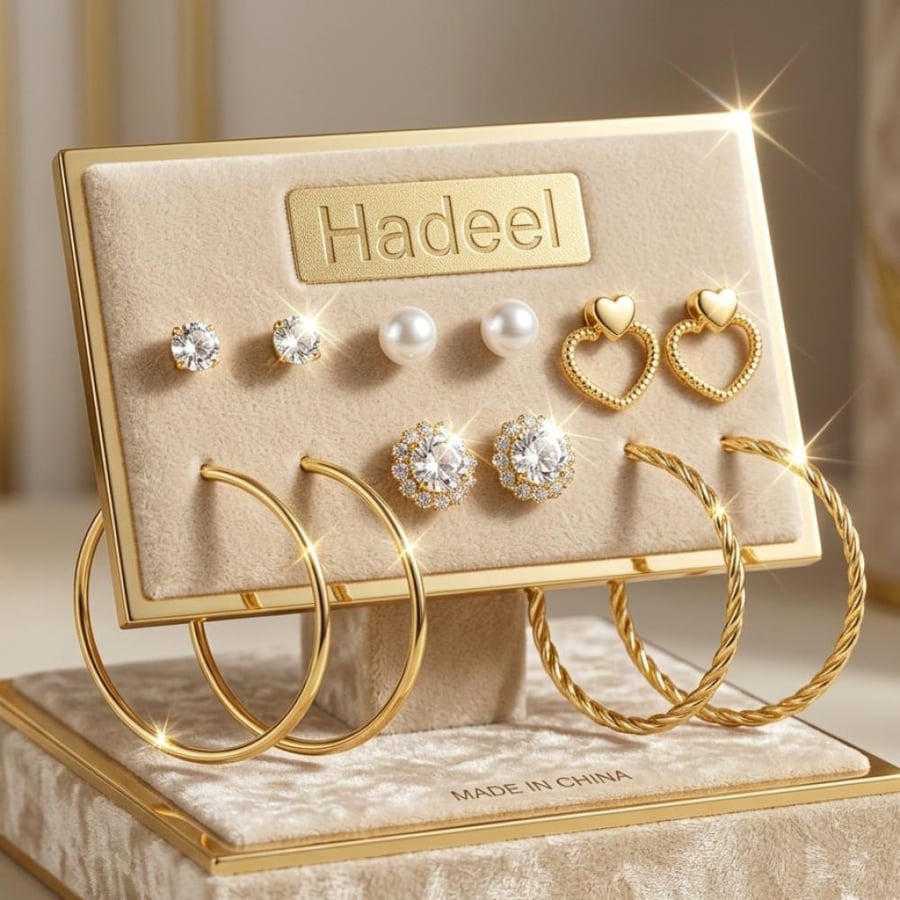 Earrings set, elegant and delicate earrings set, modern thin earrings made of stainless steel, resistant to rust and water, color does not change