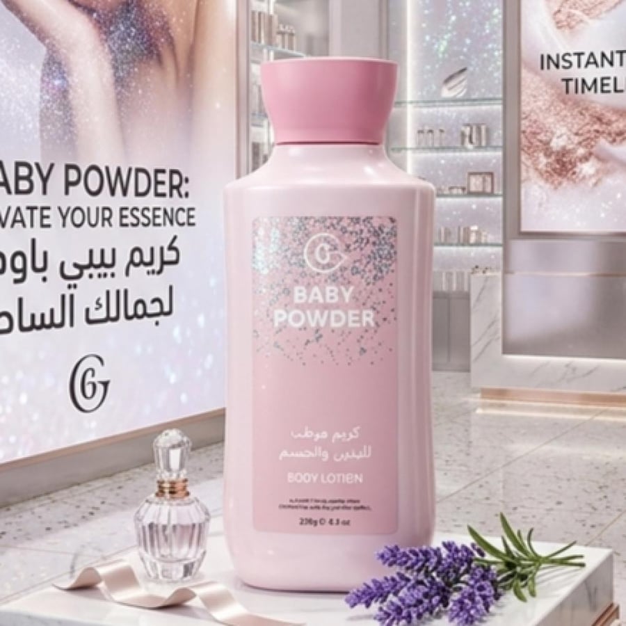 لوشن الجسم واليدين Baby Powder – نعومة فائقة ورائحة تأسر الحواس  أعيدي لوقت العناية الخاص بكِ سحره مع لوشن الجسم واليدين Baby Powder. صُمم هذا اللوشن الفريد ليرتقي بمودكِ ويمنح بشرتكِ الدلال الذي تستحقه، بتركيبة غنية تدمج بين الترطيب العميق والرائحة الكلا